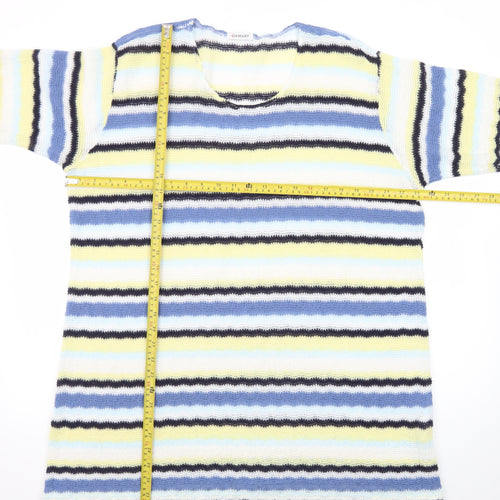 Damart Women's Multicoloured Striped Short Sleeve Knit Jumper Size 22/24