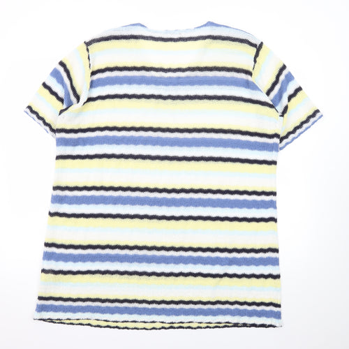 Damart Women's Multicoloured Striped Short Sleeve Knit Jumper Size 22/24