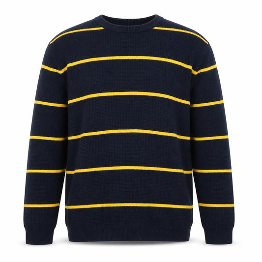 Red Herring Men's Blue Striped Waffle Knit Crew Neck Jumper XL