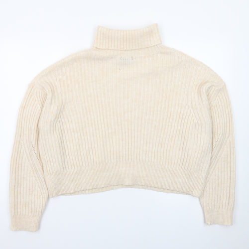 Micha Lounge Women Beige Roll Neck Ribbed Knit Jumper M