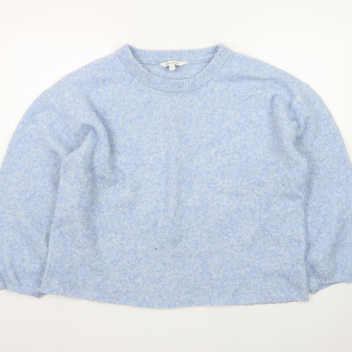 Bonmarché Women's Blue Crew Neck Wool Blend Pullover Jumper Size 14