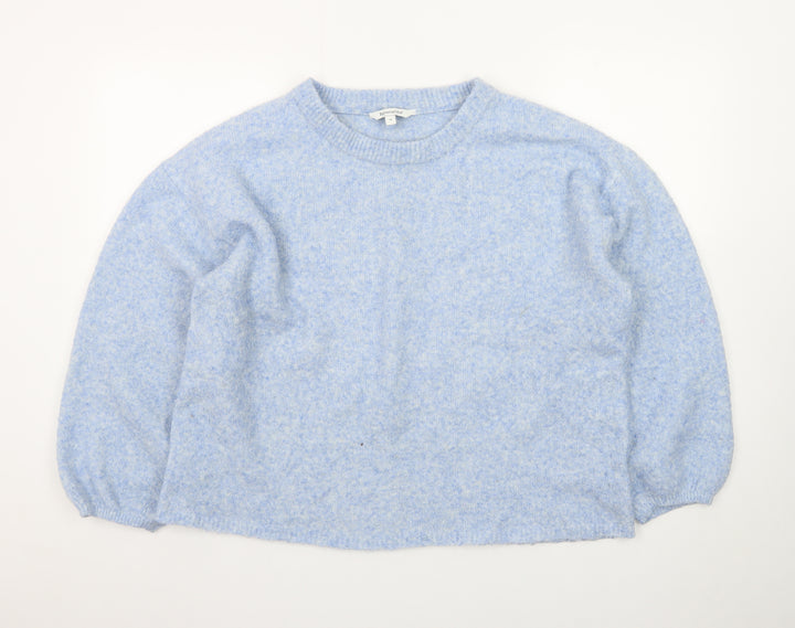 Bonmarché Women's Blue Crew Neck Wool Blend Pullover Jumper Size 14