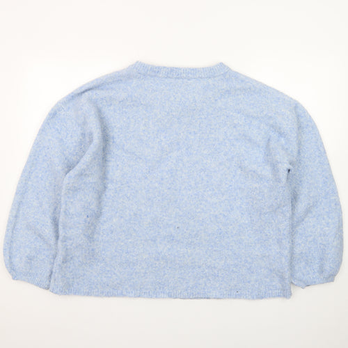 Bonmarché Women's Blue Crew Neck Wool Blend Pullover Jumper Size 14
