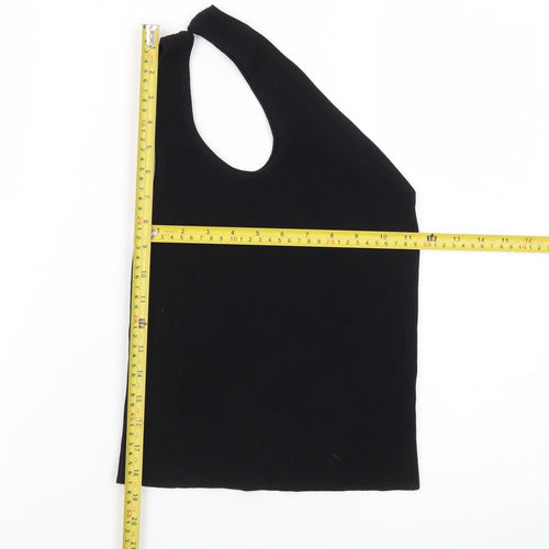 Collusion Women's Black One Shoulder Ribbed Tank Top Size 10