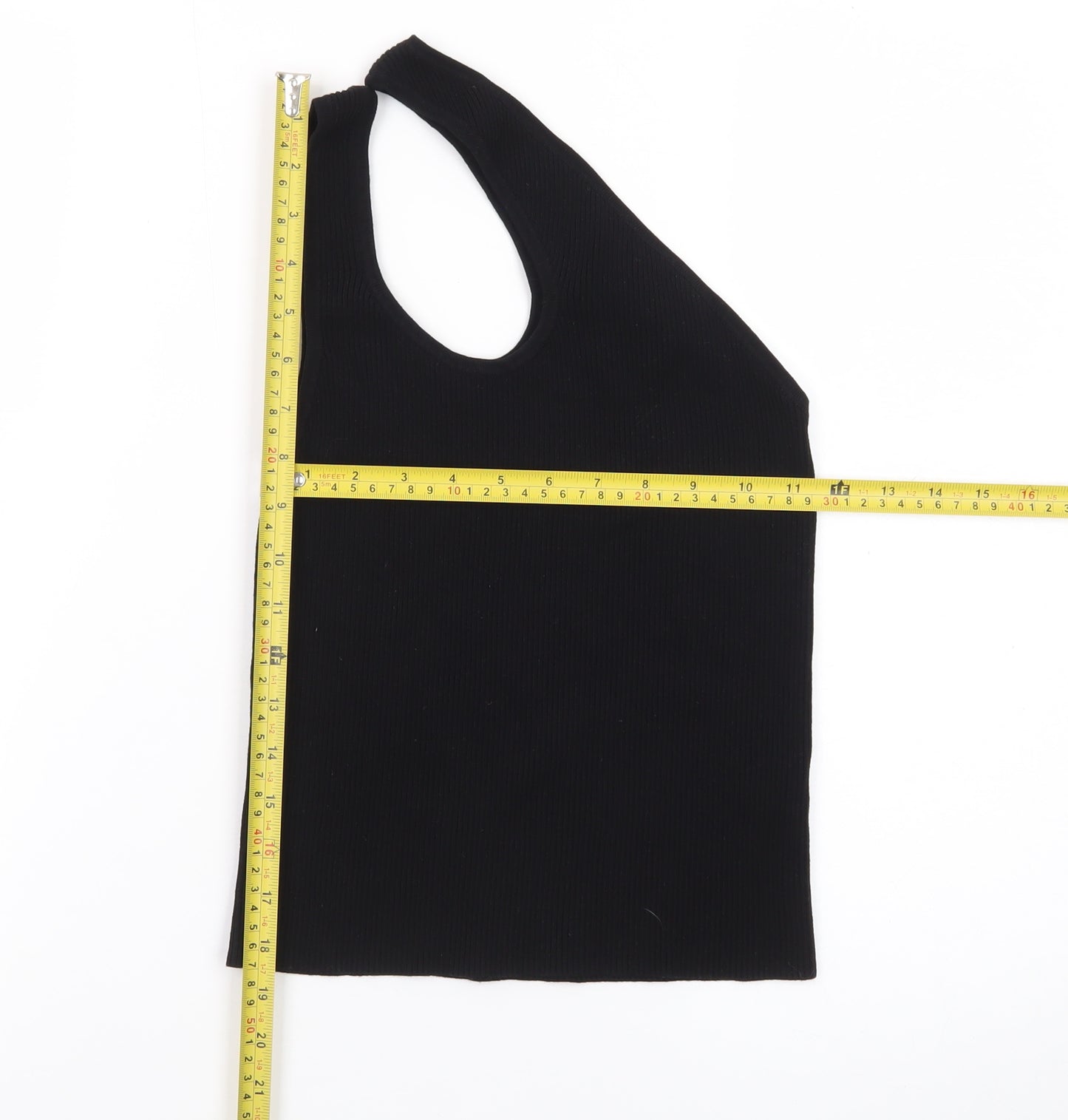 Collusion Women's Black One Shoulder Ribbed Tank Top Size 10