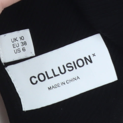 Collusion Women's Black One Shoulder Ribbed Tank Top Size 10