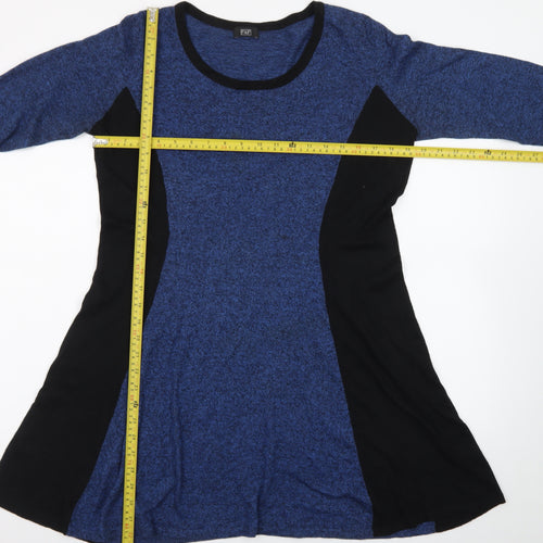 F&F Women's Blue Colourblock Fit & Flare Jersey Dress Size 14