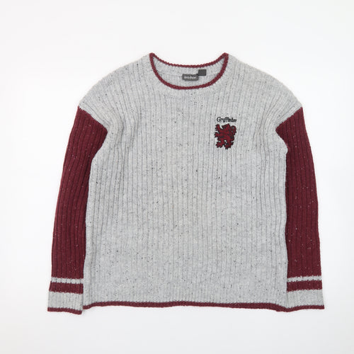 Harry Potter Unisex Grey Gryffindor Knit Jumper Size S Crew Neck