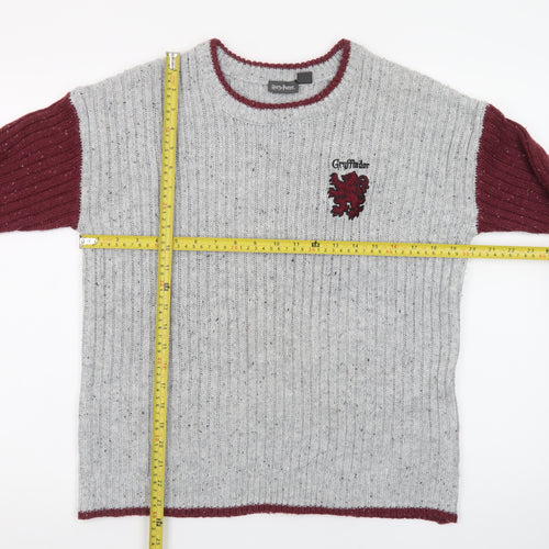 Harry Potter Unisex Grey Gryffindor Knit Jumper Size S Crew Neck
