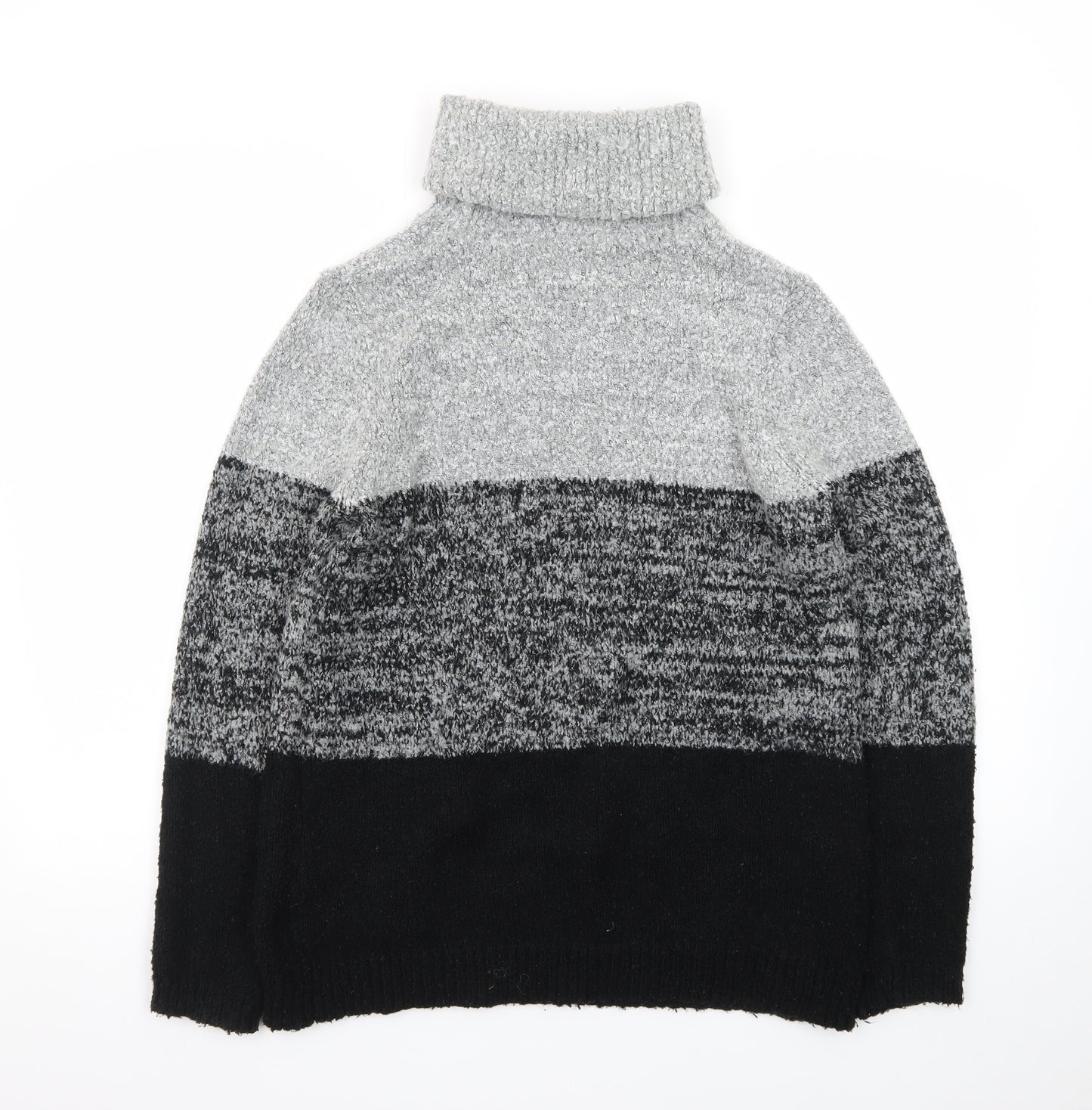 M&Co Women’s Grey Roll Neck Knit Jumper Dress Size 12 Colourblock