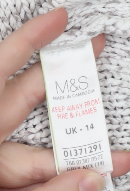 Marks and Spencer Women’s Grey V-Neck Knit Jumper Size 14