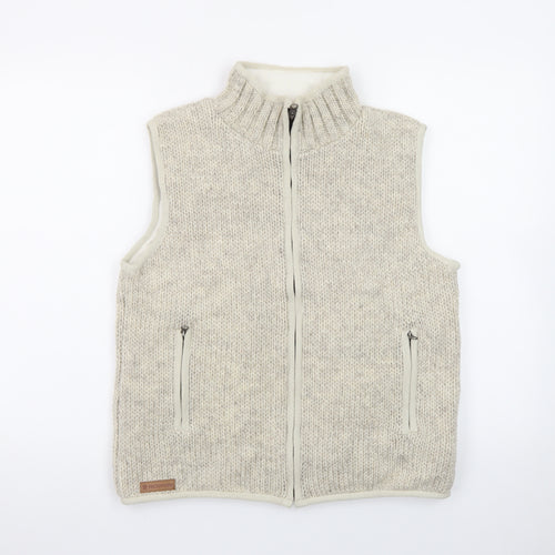 Pachamama Womens Beige Wool Knit Full Zip Vest Jumper S