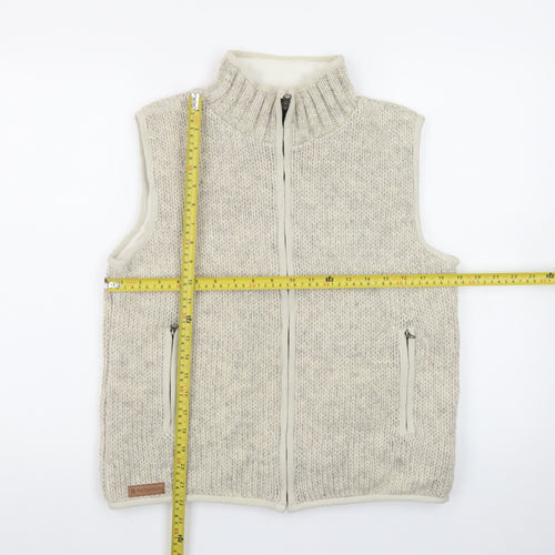 Pachamama Womens Beige Wool Knit Full Zip Vest Jumper S