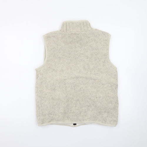 Pachamama Womens Beige Wool Knit Full Zip Vest Jumper S