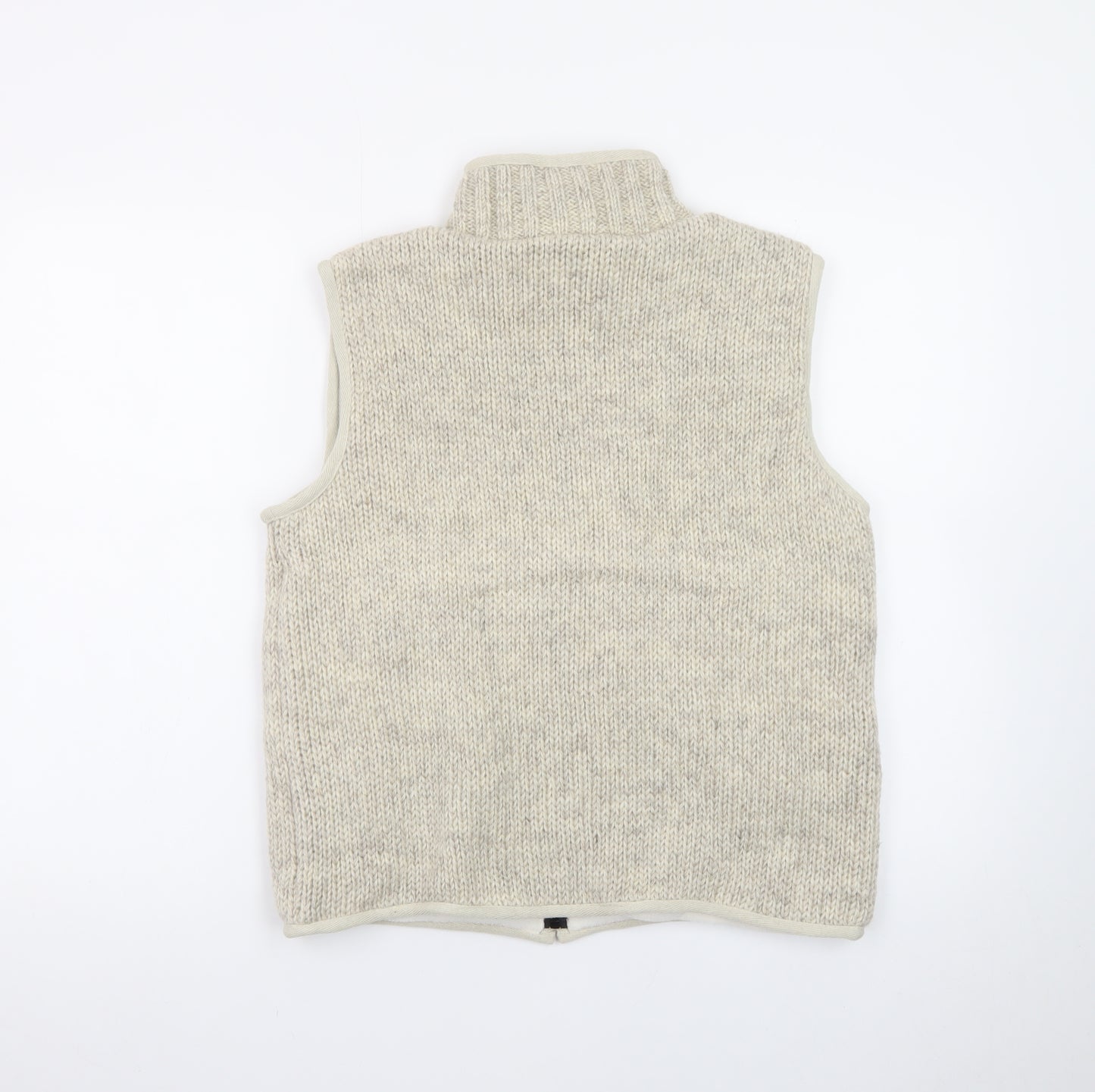 Pachamama Womens Beige Wool Knit Full Zip Vest Jumper S