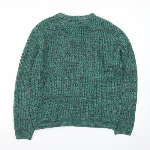 Primark Men's Green Chunky Knit Crew Neck Jumper Size S