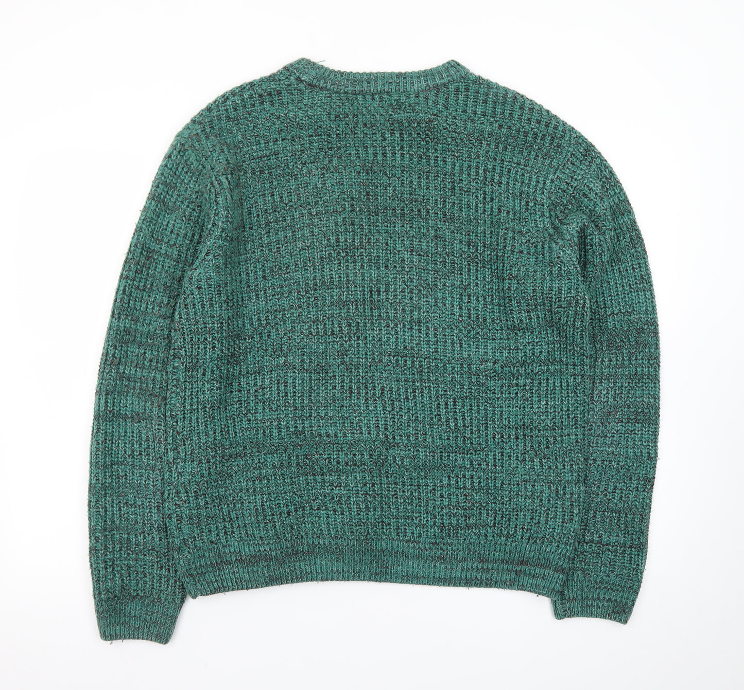 Primark Men's Green Chunky Knit Crew Neck Jumper Size S