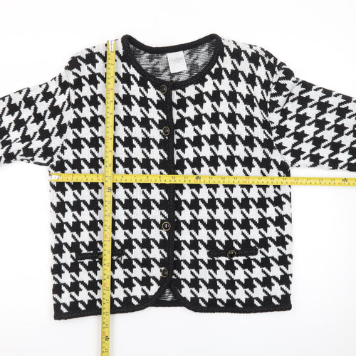 Classic Woman Black & White Houndstooth Cardigan Size 10/12