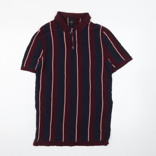 River Island Men’s Multicoloured Striped Polo Shirt Size S