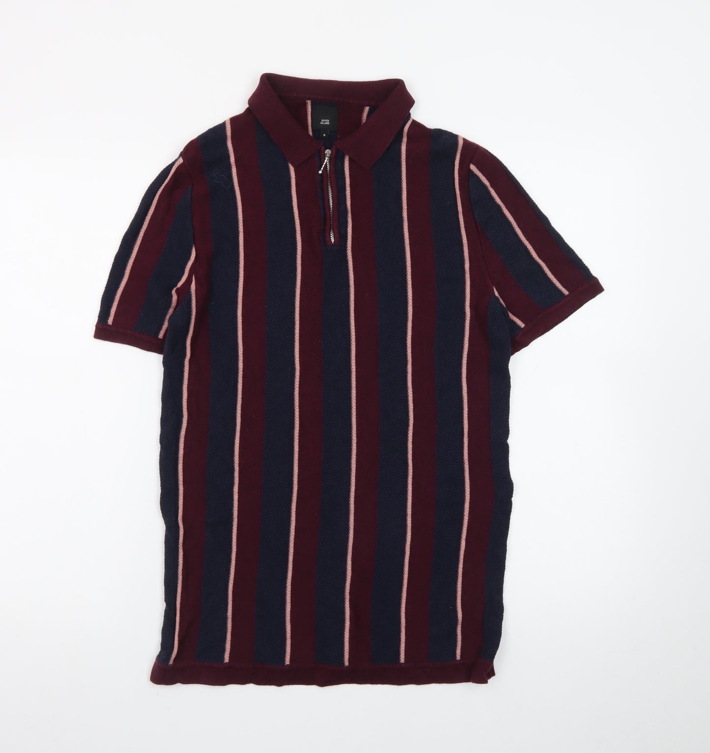 River Island Men’s Multicoloured Striped Polo Shirt Size S