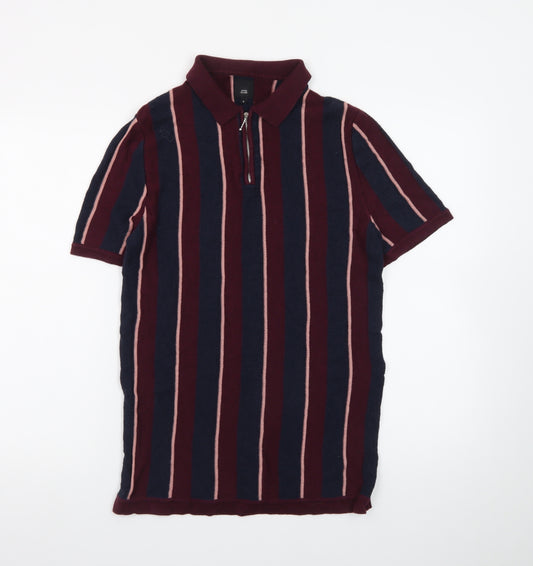 River Island Men’s Multicoloured Striped Polo Shirt Size S