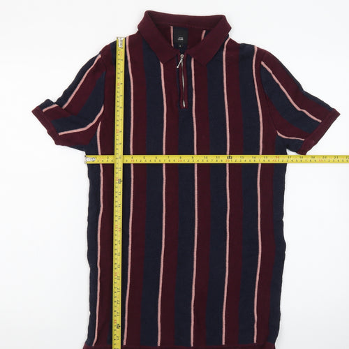 River Island Men’s Multicoloured Striped Polo Shirt Size S