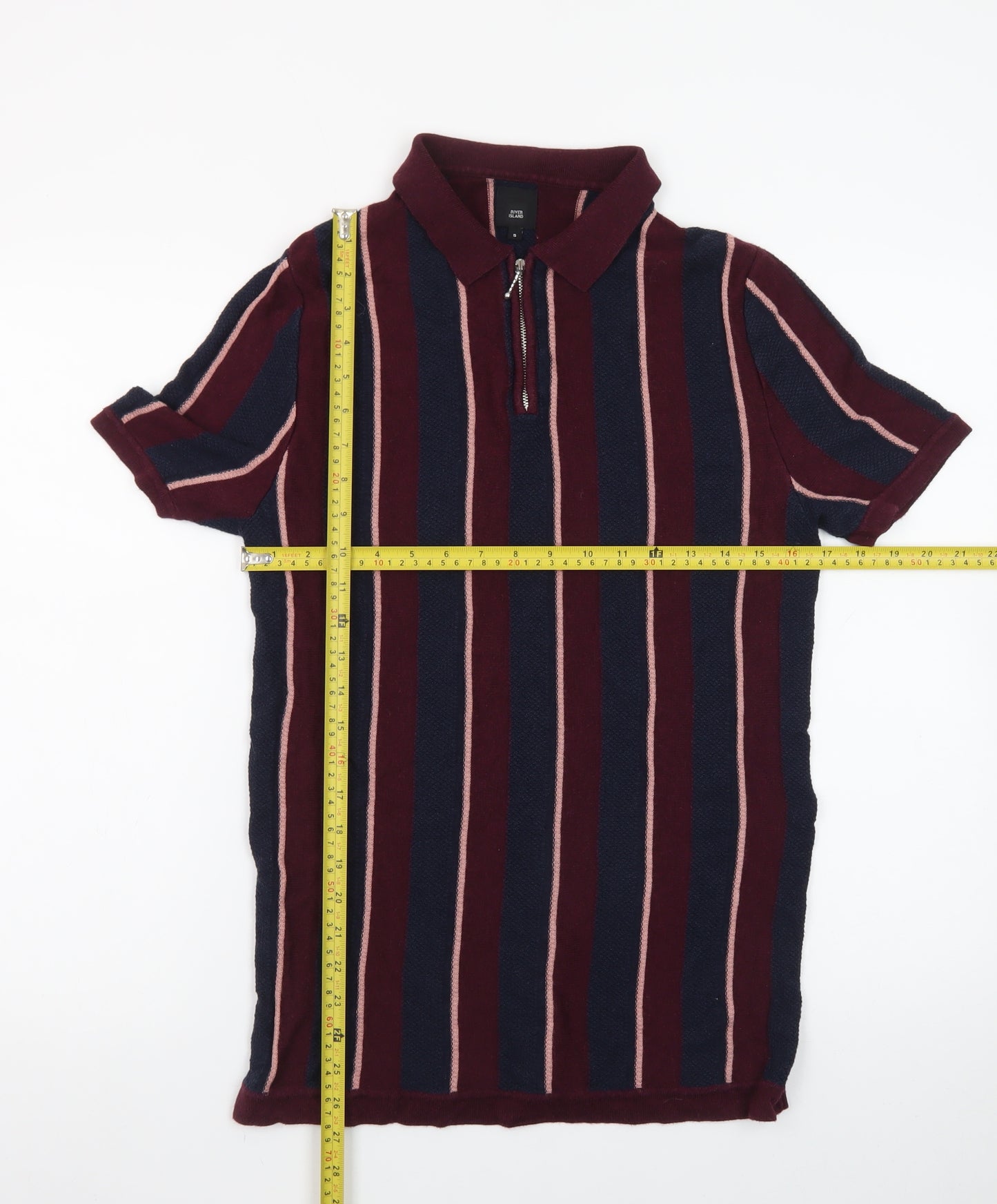 River Island Men’s Multicoloured Striped Polo Shirt Size S