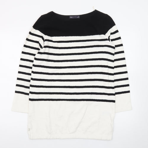 Marks and Spencer Women Black White Stripe Shift Dress Size 10