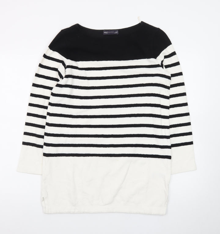 Marks and Spencer Women Black White Stripe Shift Dress Size 10