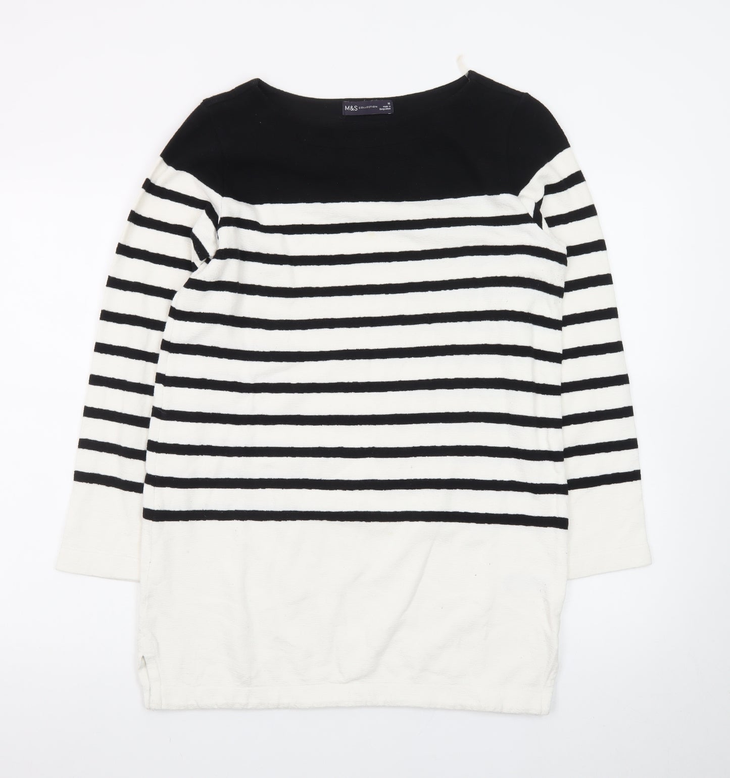Marks and Spencer Women Black White Stripe Shift Dress Size 10