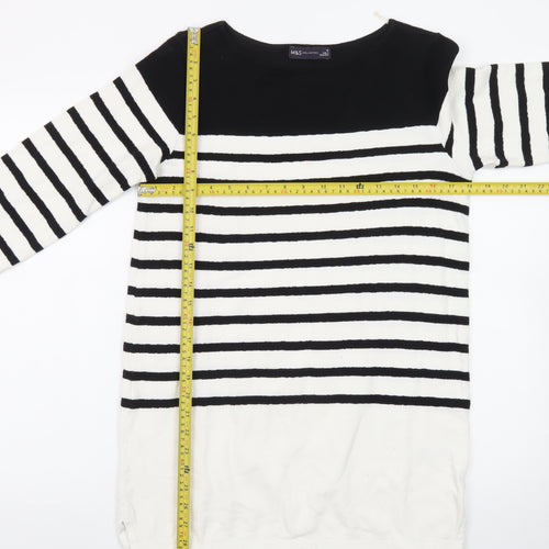 Marks and Spencer Women Black White Stripe Shift Dress Size 10