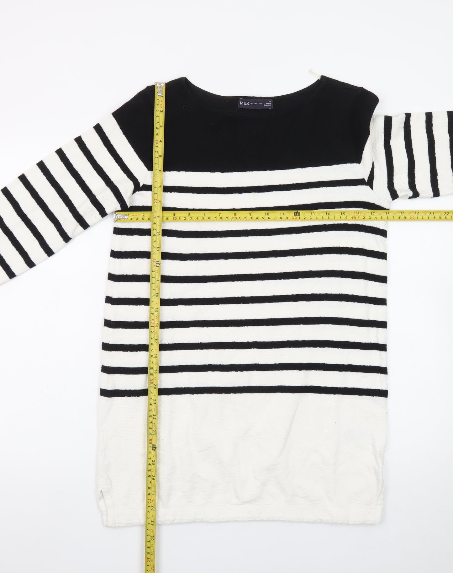 Marks and Spencer Women Black White Stripe Shift Dress Size 10