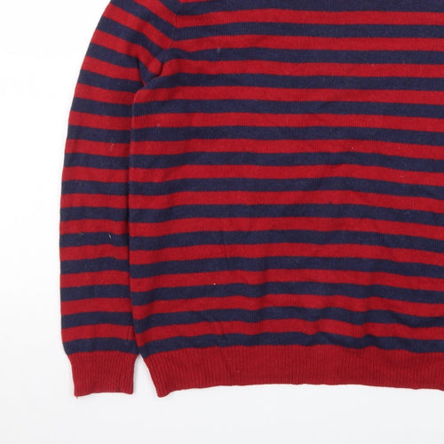Rochas Men's Red Striped Crew Neck Knit Jumper Size S