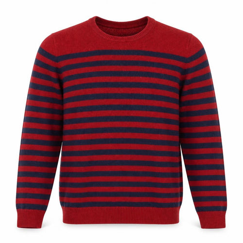 Rochas Men's Red Striped Crew Neck Knit Jumper Size S