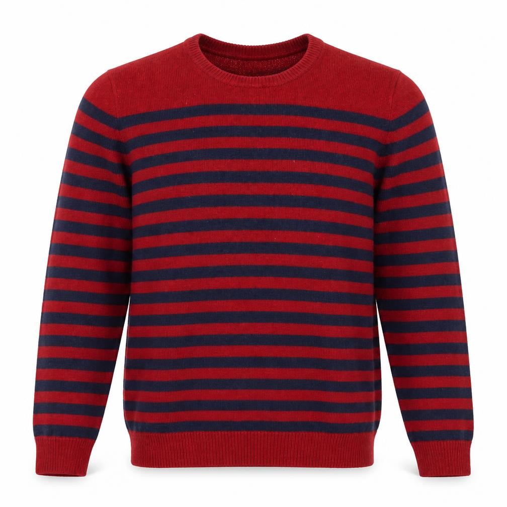 Rochas Men's Red Striped Crew Neck Knit Jumper Size S