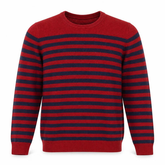 Rochas Men's Red Striped Crew Neck Knit Jumper Size S