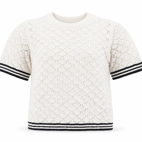 Marks and Spencer Women Ivory Open-Knit Short Sleeve Jumper S