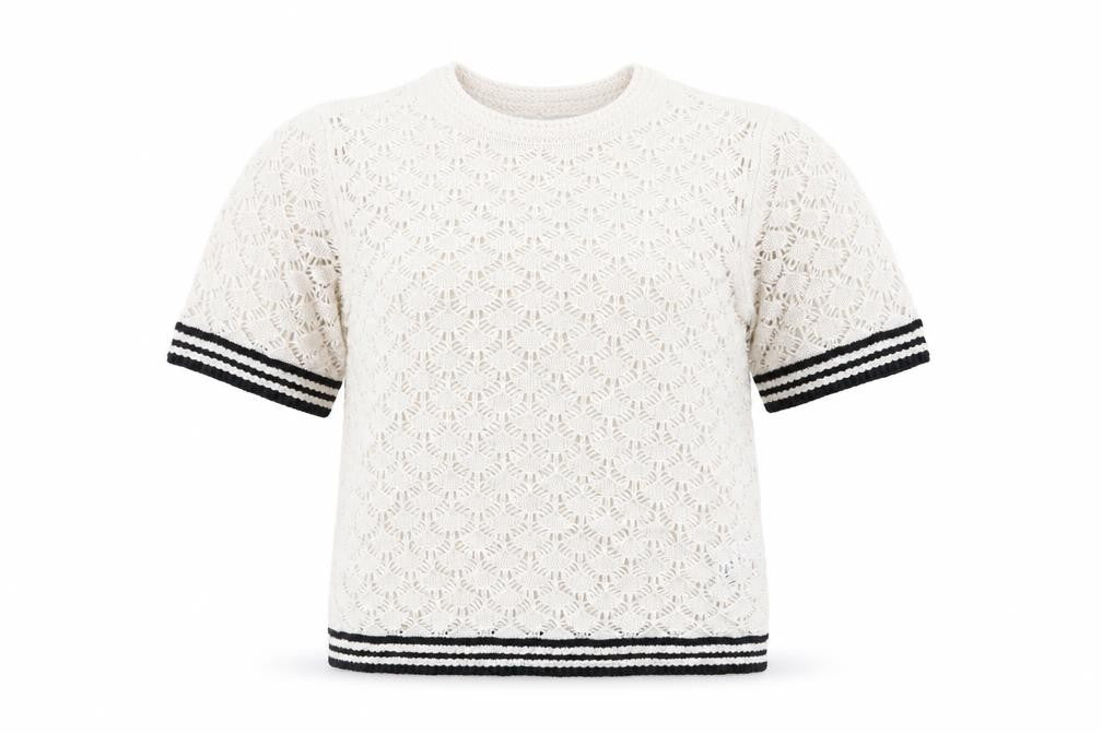 Marks and Spencer Women Ivory Open-Knit Short Sleeve Jumper S