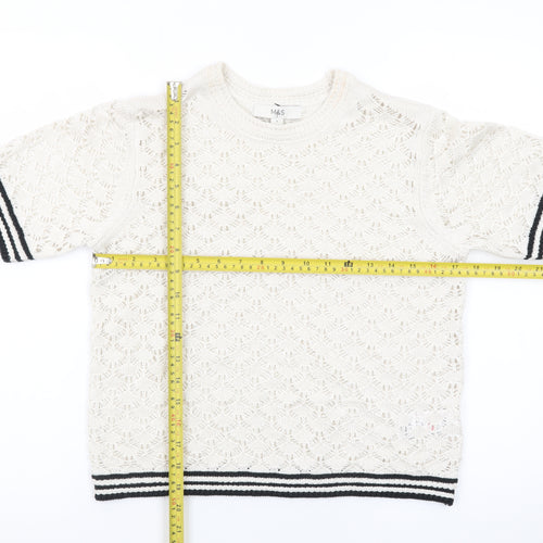 Marks and Spencer Women Ivory Open-Knit Short Sleeve Jumper S