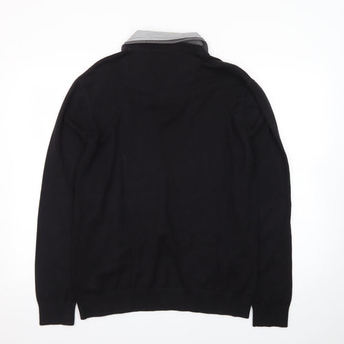 Next Men's Black V-Neck Pullover Jumper Large Cotton Blend