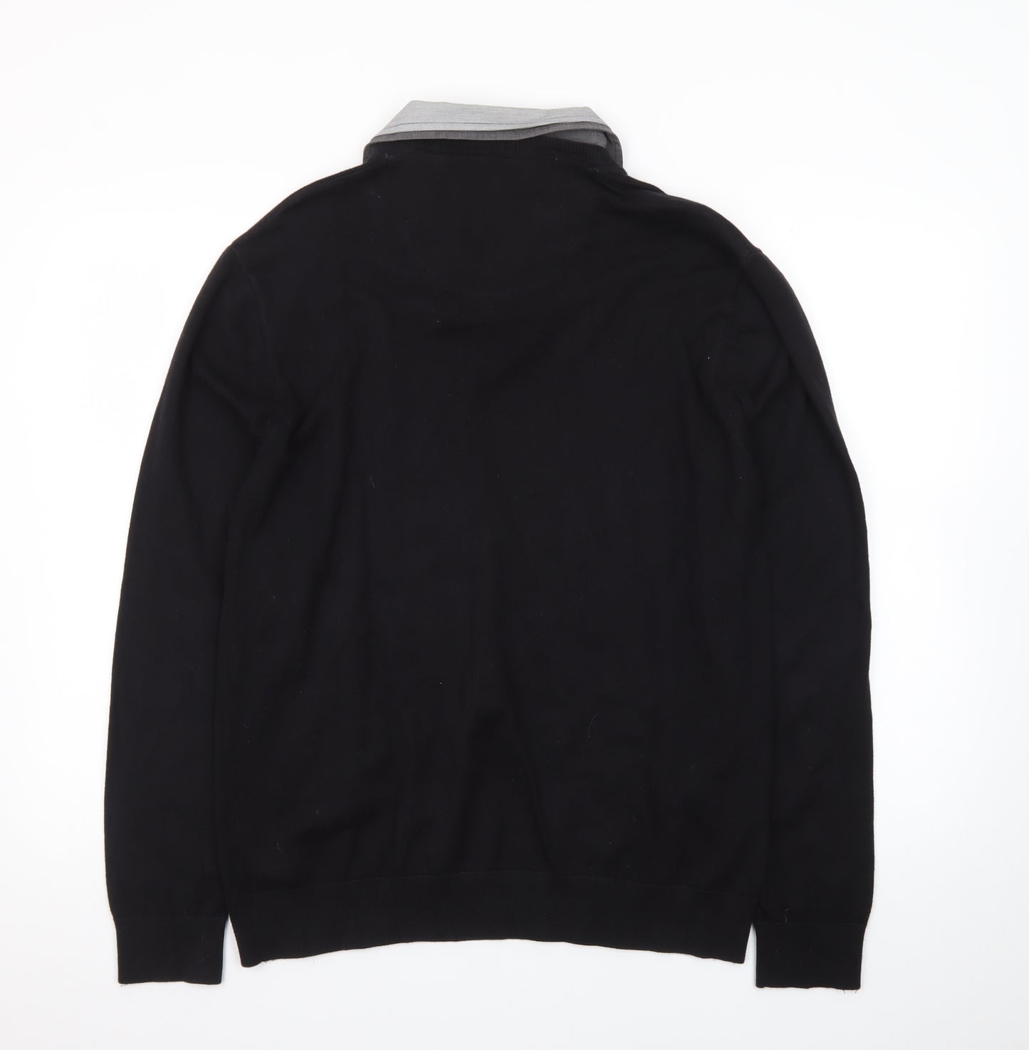 Next Men's Black V-Neck Pullover Jumper Large Cotton Blend
