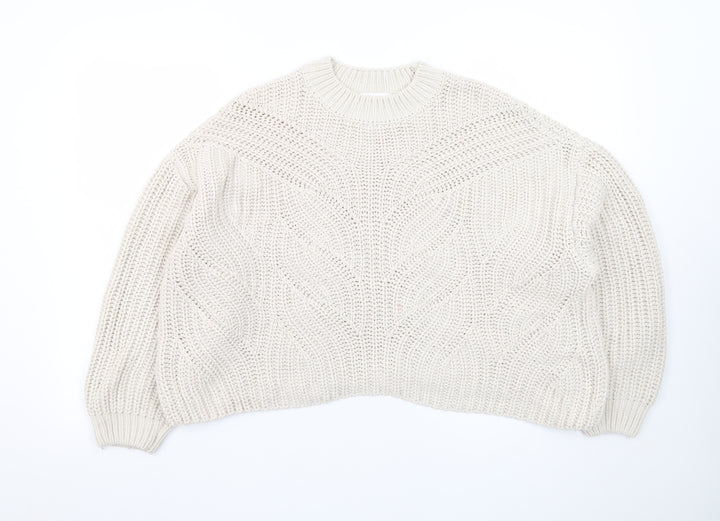 Apricot Womens Beige Crew Neck Chunky Knit Pullover Jumper UK 16