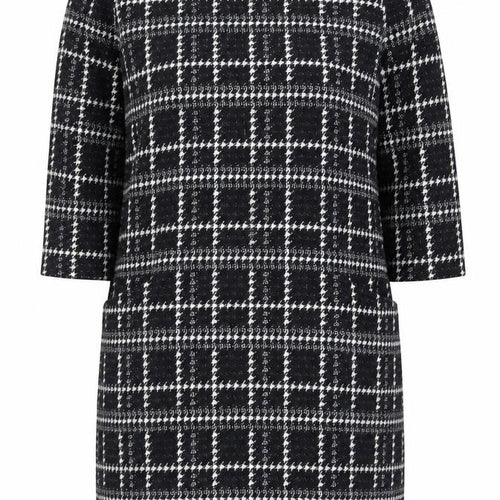 Tu Women Black Check Shift Dress Size 16 3/4 Sleeve Knit
