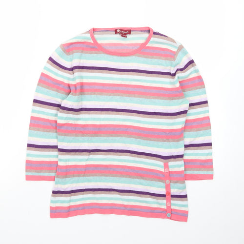 Monsoon Women’s Multicoloured Striped Cotton Pullover Jumper Size 8
