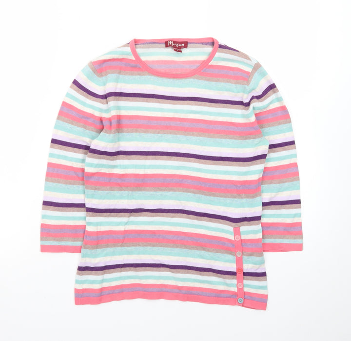 Monsoon Women’s Multicoloured Striped Cotton Pullover Jumper Size 8