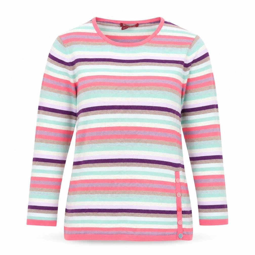Monsoon Women’s Multicoloured Striped Cotton Pullover Jumper Size 8