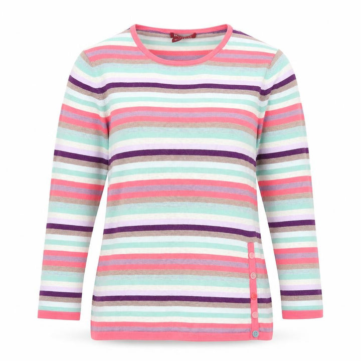 Monsoon Women’s Multicoloured Striped Cotton Pullover Jumper Size 8