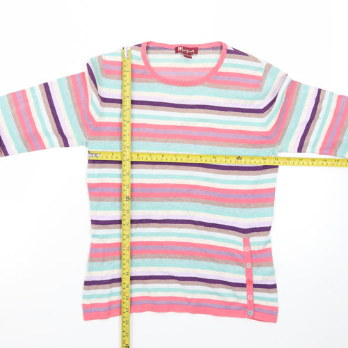 Monsoon Women’s Multicoloured Striped Cotton Pullover Jumper Size 8