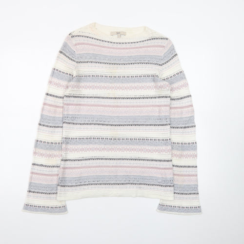 Next Women Cream Multicoloured Fair Isle Knit Jumper Size 10