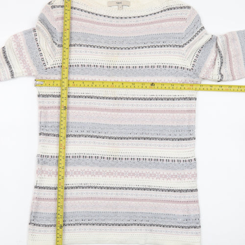 Next Women Cream Multicoloured Fair Isle Knit Jumper Size 10